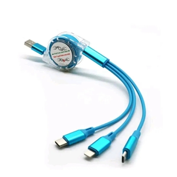 2️⃣-Pack 3-in-1 Retractable USB Fsst Charging Cable:iOS /Type-C/Micro-USB - Picture 8 of 10